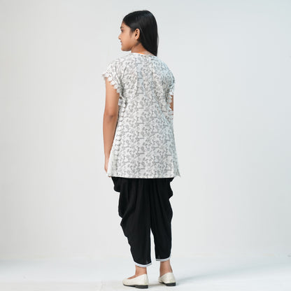 Girls White Black Two-Piece Set