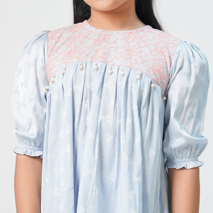 Girls Silk Two Piece Set