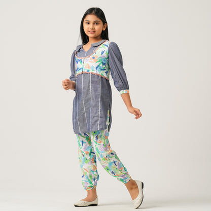 Girls Navy Blue Two Piece Set