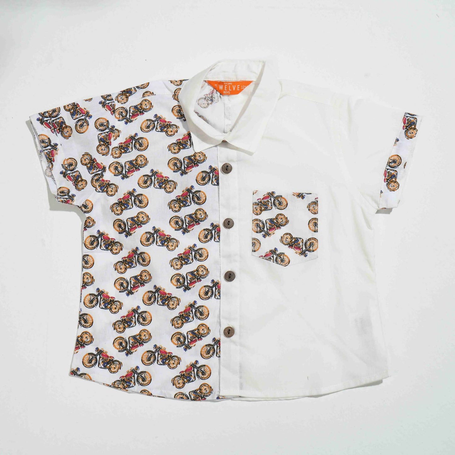 New Born Boys Shirt - White Print
