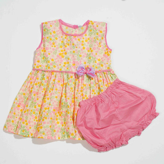 New Born Girls 2Pcs - Yellow Floral