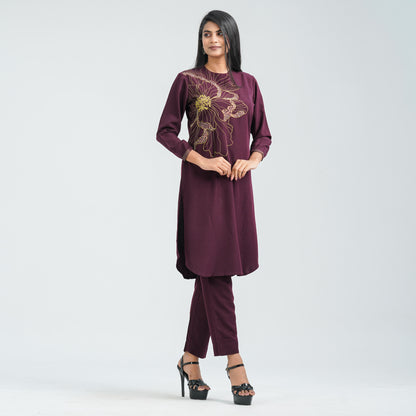 Women’s Floral Blended Silk Two Piece Set