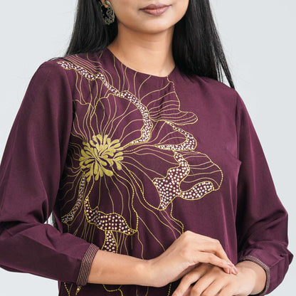 Women’s Floral Blended Silk Two Piece Set