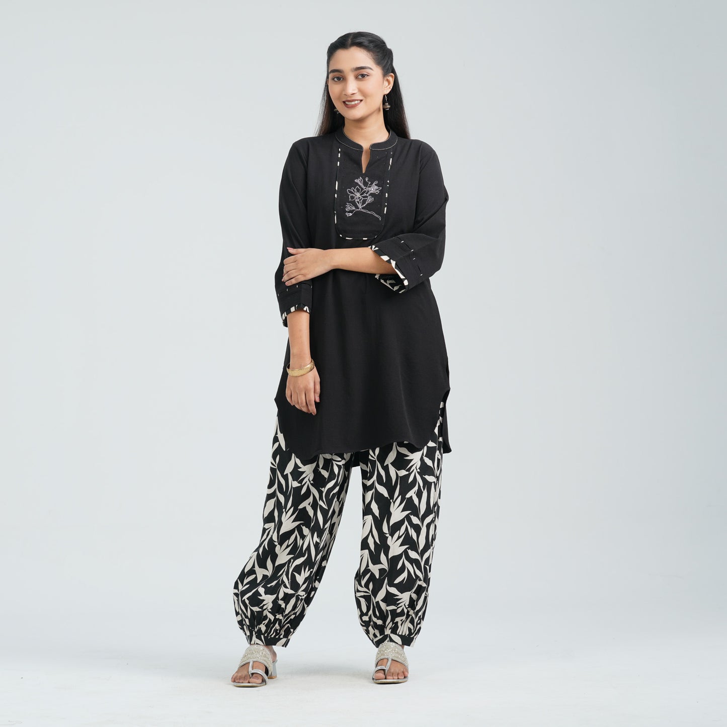 Women’s Black Embroidered Two Piece Set