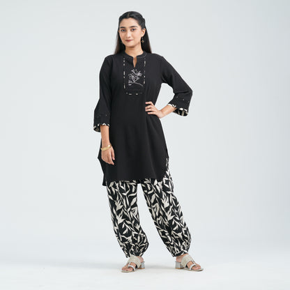 Women’s Black Embroidered Two Piece Set