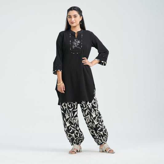 Women’s Black Embroidered Two Piece Set