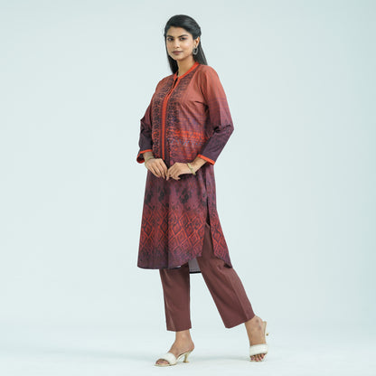Women’s Brown Blended Silk Two Piece Set
