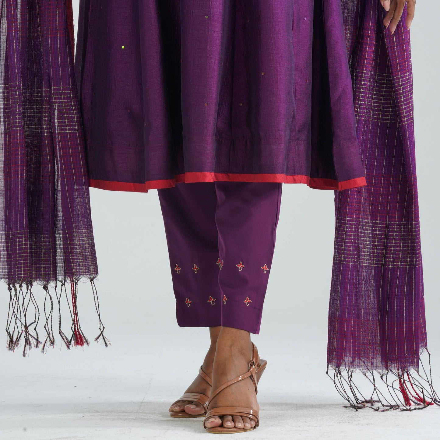 Women’s Purple Embroidered Three Piece Set