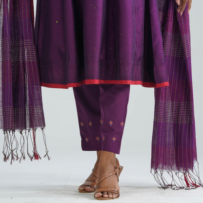 Women’s Purple Embroidered Three Piece Set