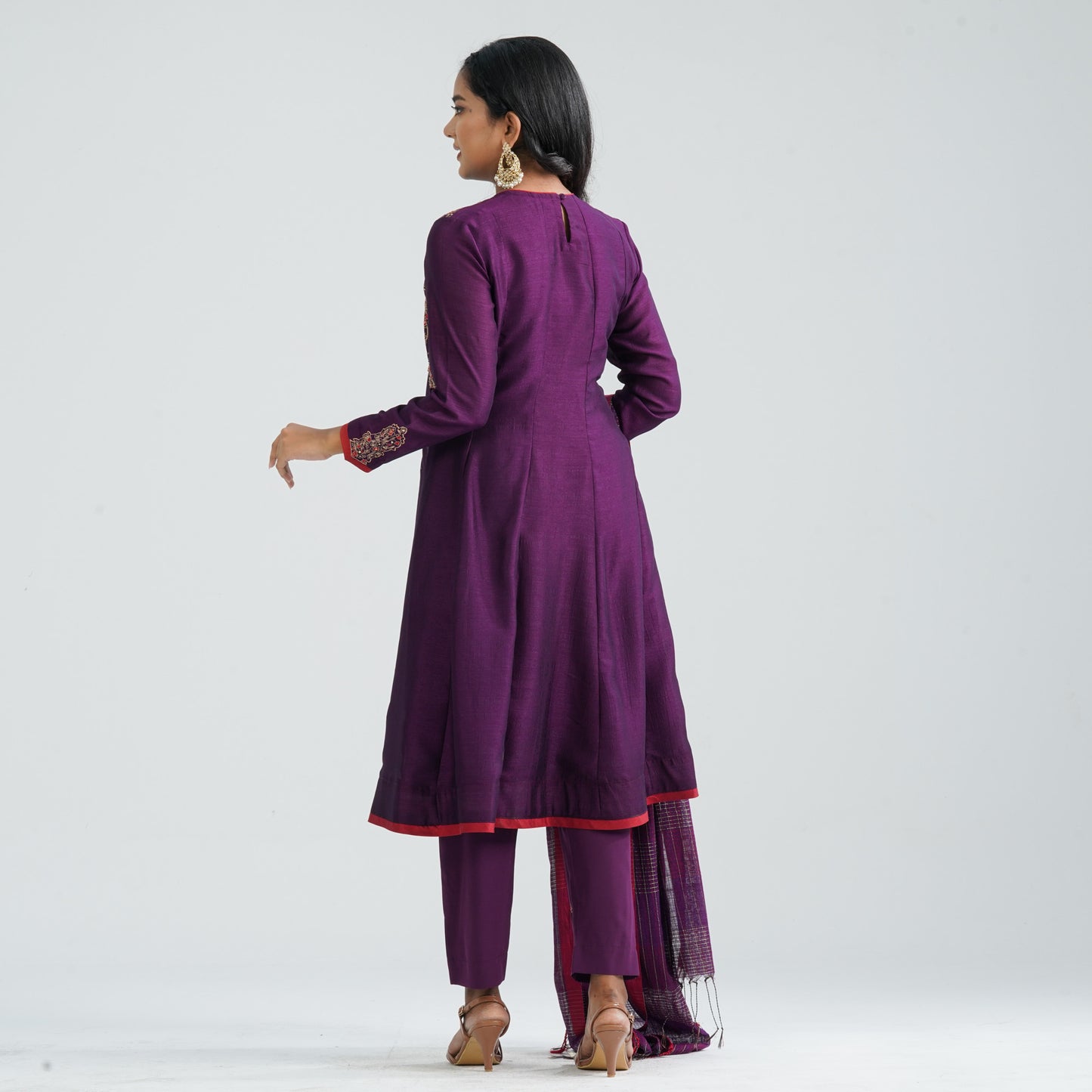 Women’s Purple Embroidered Three Piece Set