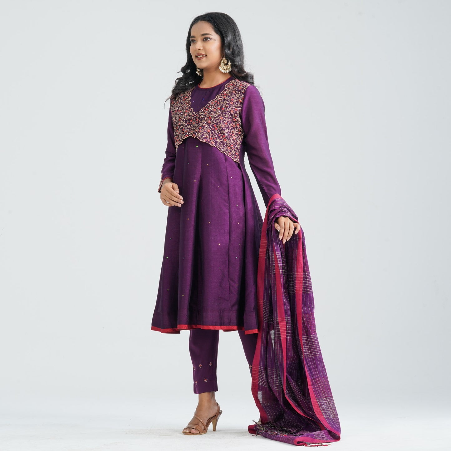 Women’s Purple Embroidered Three Piece Set