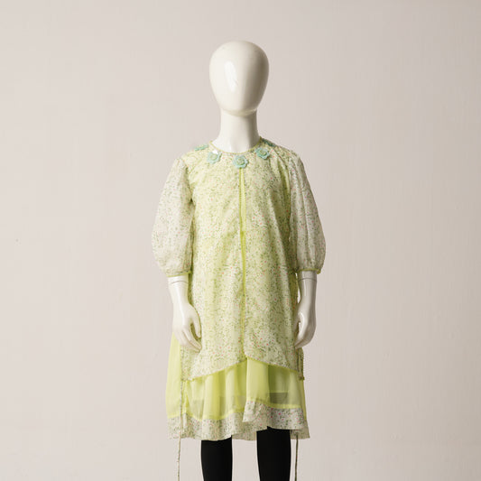 Girls Frock-Line Green