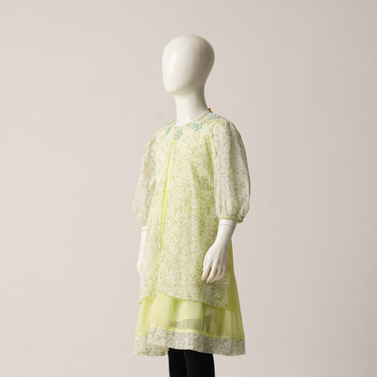 Girls Frock-Line Green