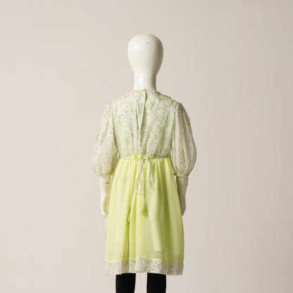 Girls Frock-Line Green