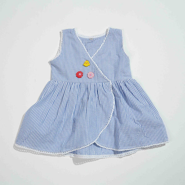 NEW BORN GIRLS FROCK - BLUE