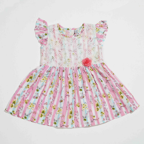 NEW BORN GIRLS FROCK - PINK