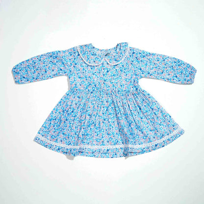 New Born Girls Frock Blue Floral