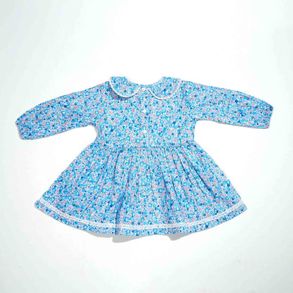 New Born Girls Frock Blue Floral