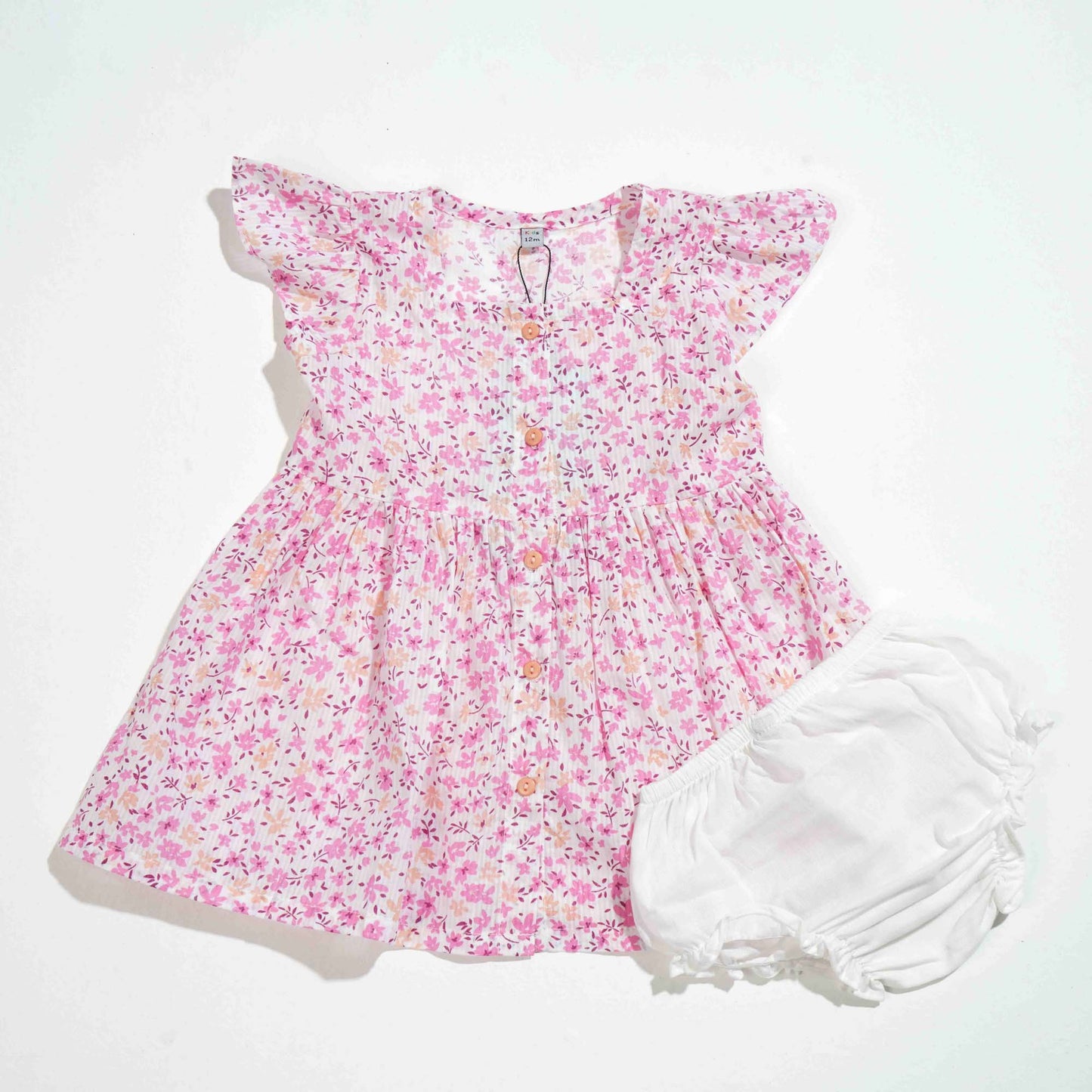 New Born Girls Frock - Pink Aop