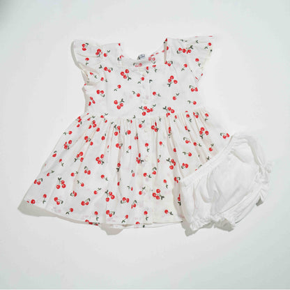 New Born Girls Frock - Red Aop