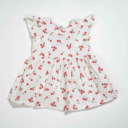 New Born Girls Frock - Red Aop