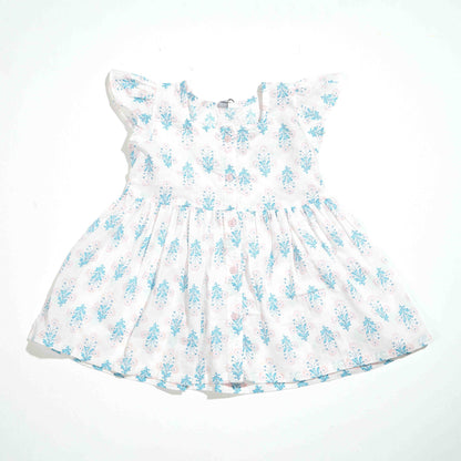 New Born Girls Frock - Light Pink Aop