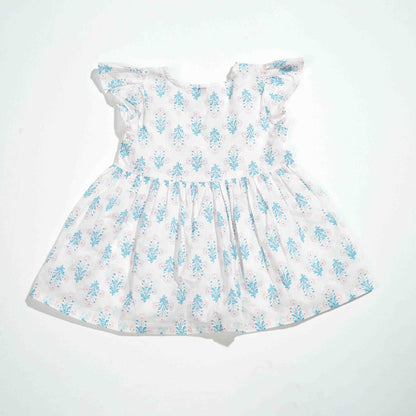 New Born Girls Frock - Light Pink Aop