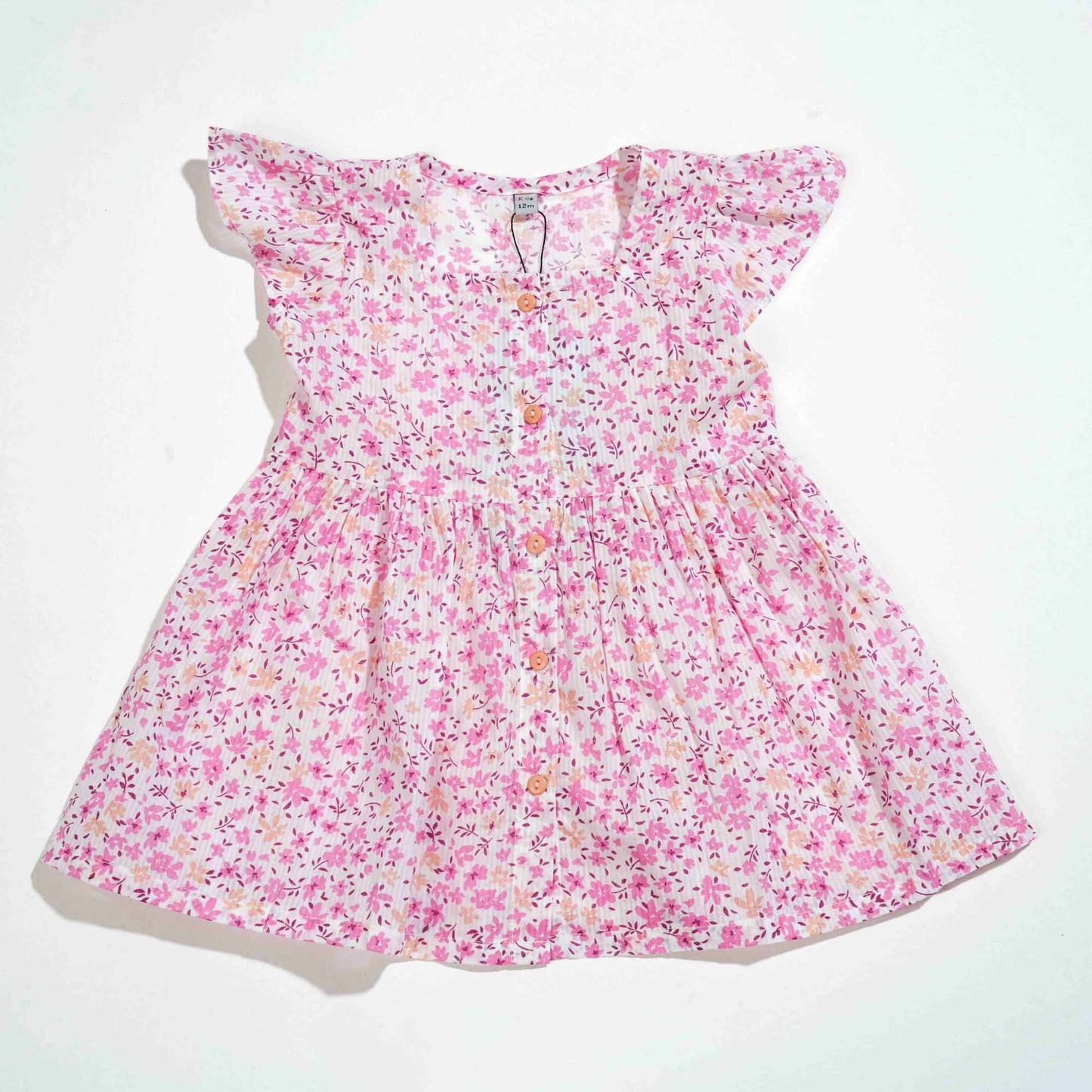 New Born Girls Frock - Pink Aop