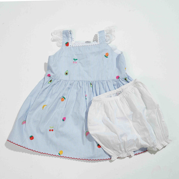 Baby Girls Frock - Sky Print