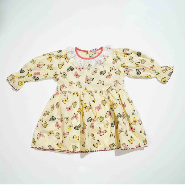 New Born Girls Frock Yellow