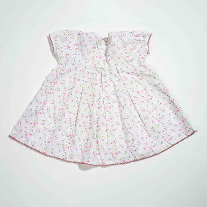 New Born Girls Frock - White Aop
