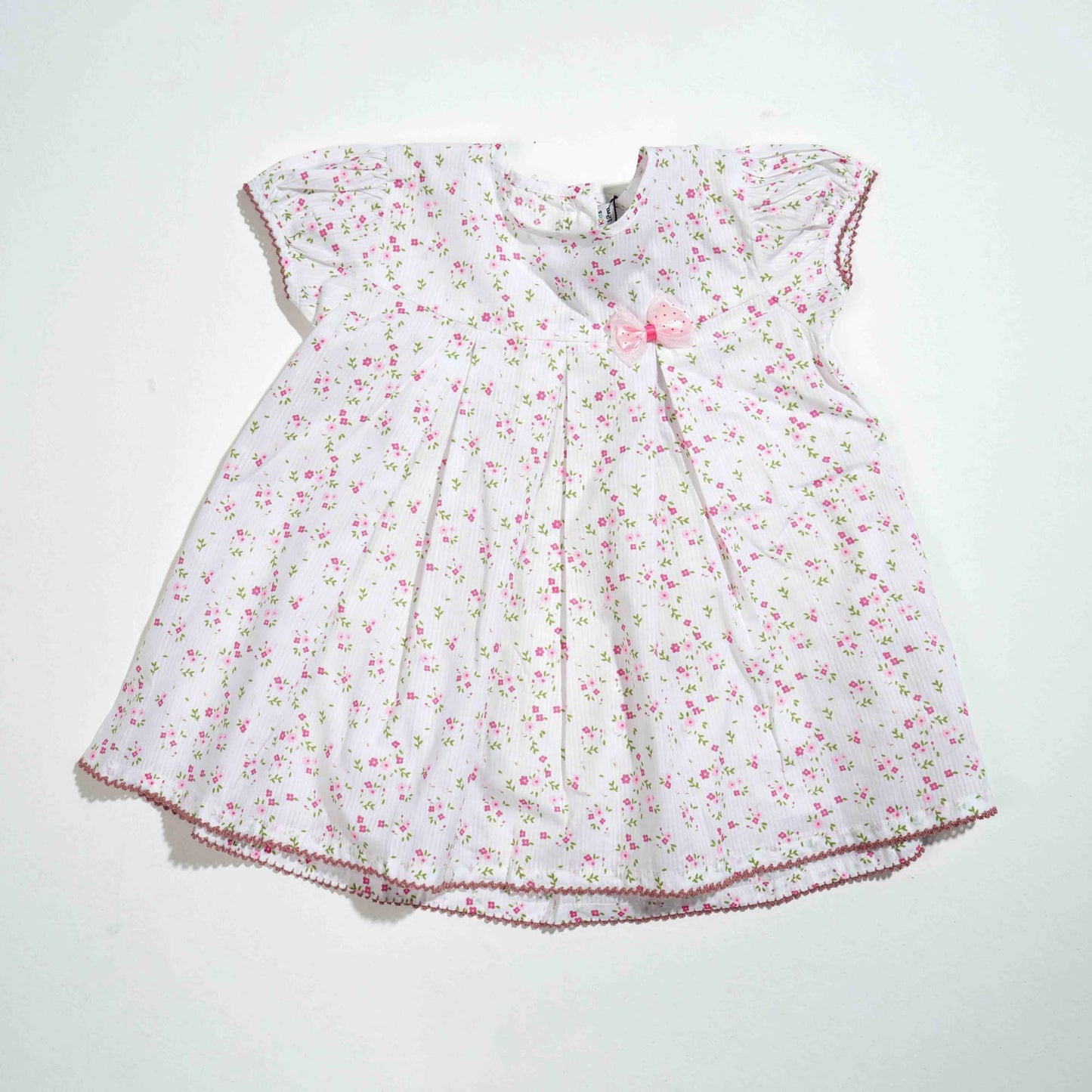 New Born Girls Frock - White Aop