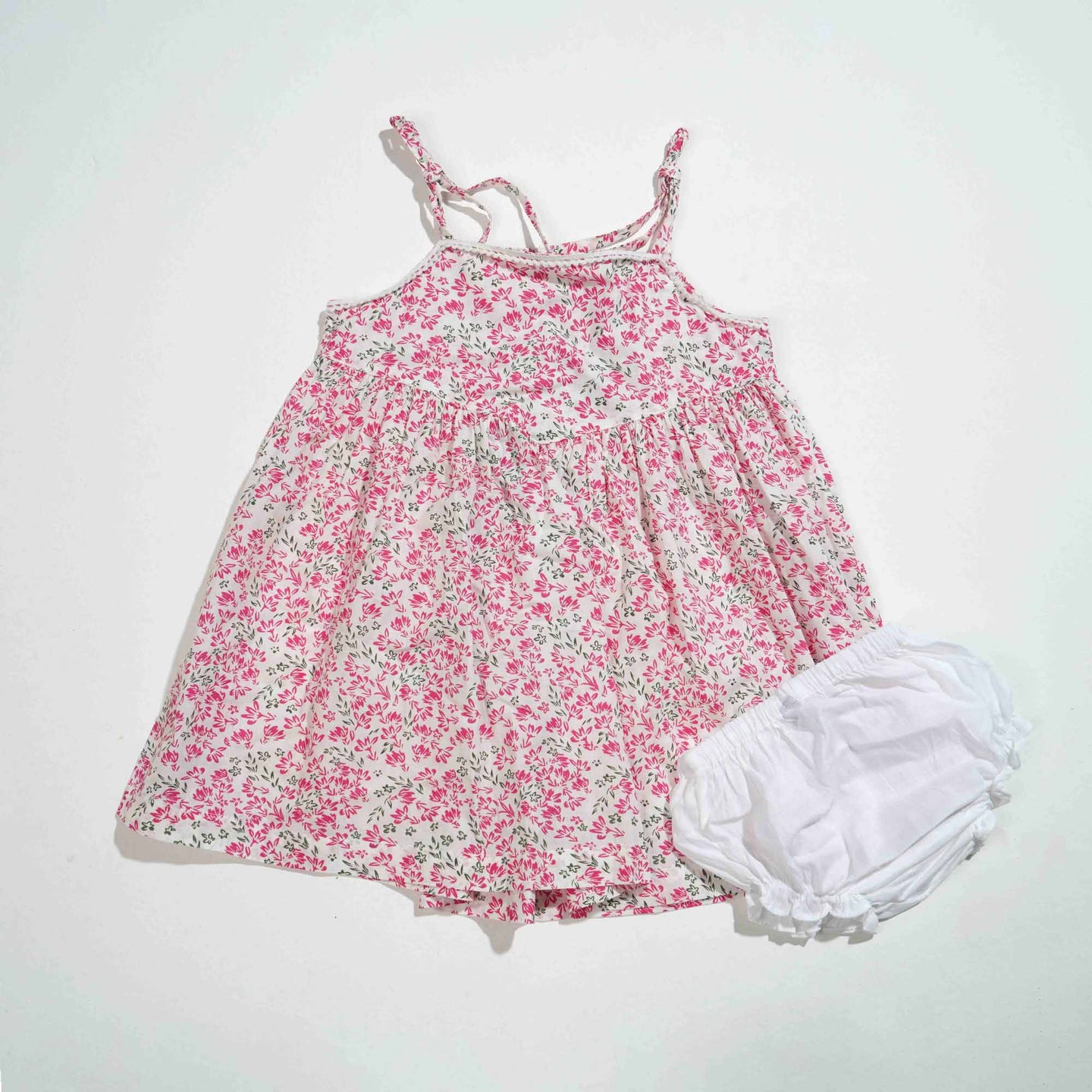 NEW BORN GIRLS FROCK - PINK FLORAL