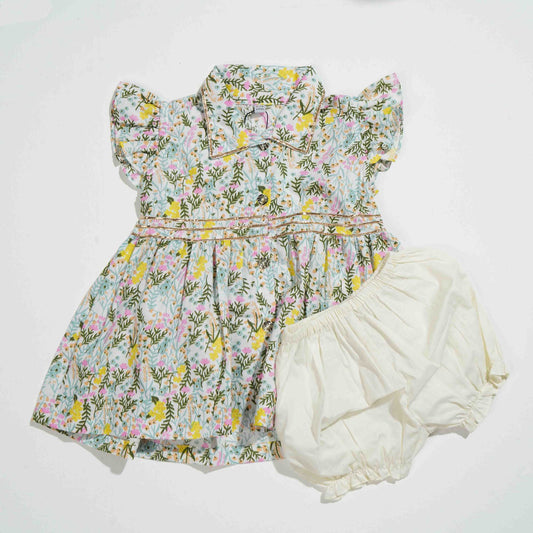 New Born Girls Frock - Sky Blue