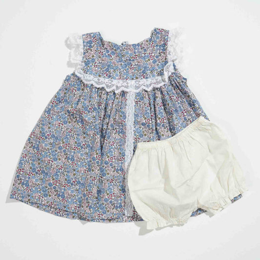 New Born Girls Frock- Green Floral