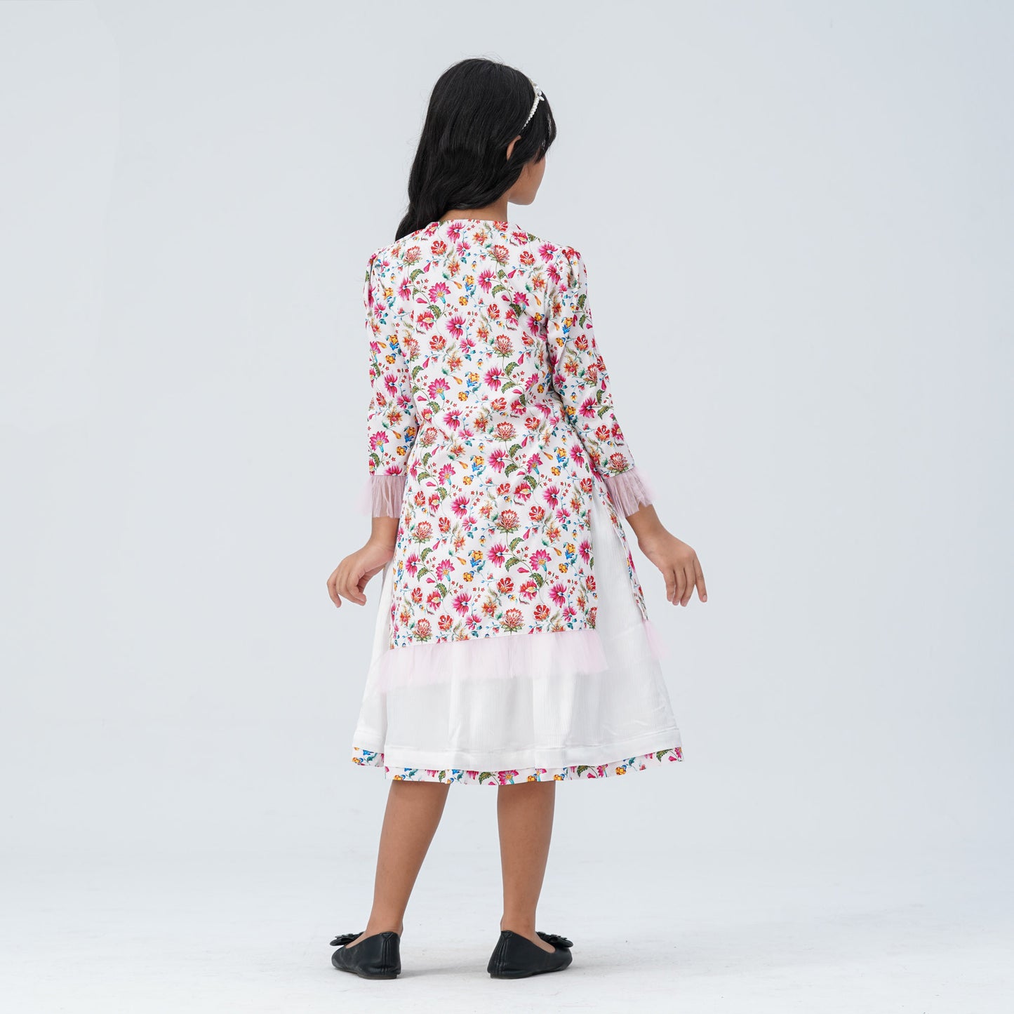 Girl's Floral Silk Gown
