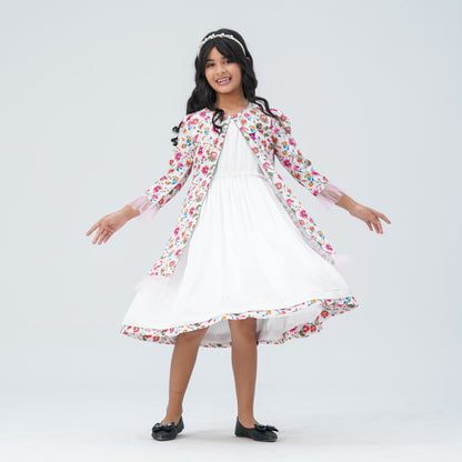 Girl's Floral Silk Gown