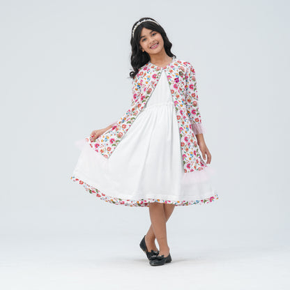 Girl's Floral Silk Gown