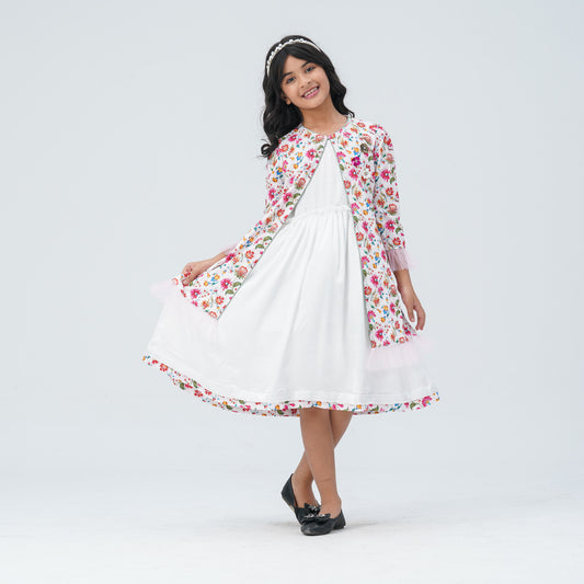Girl's Floral Silk Gown