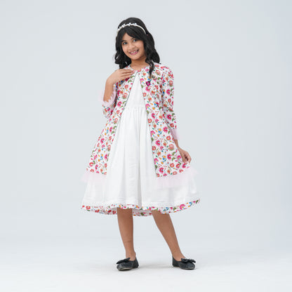 Girl's Floral Silk Gown
