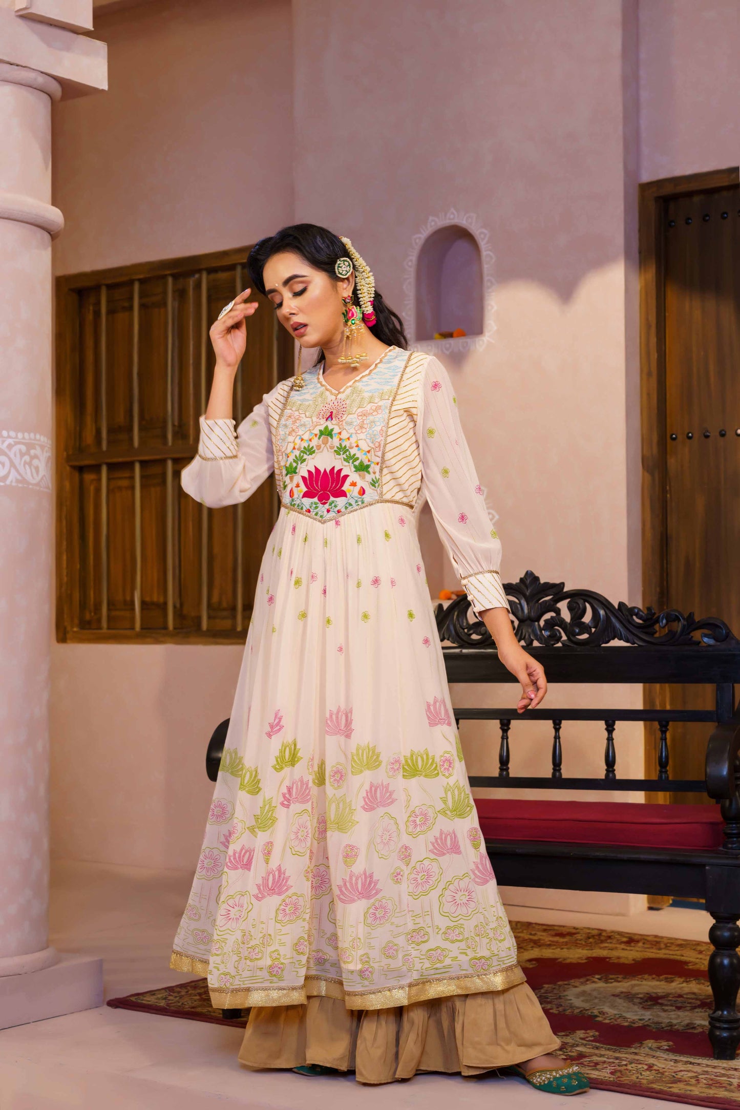 Womens Ethnic Gown- Pink