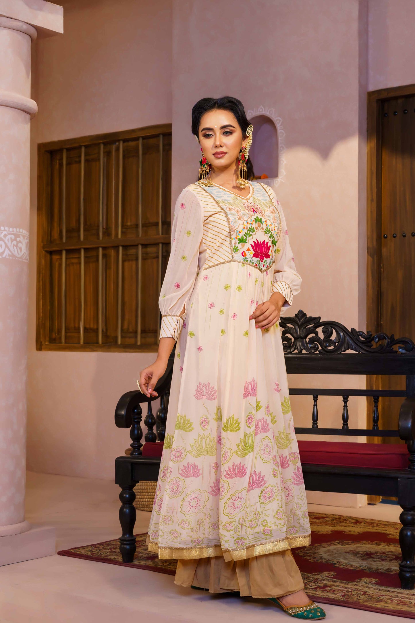 Womens Ethnic Gown- Pink