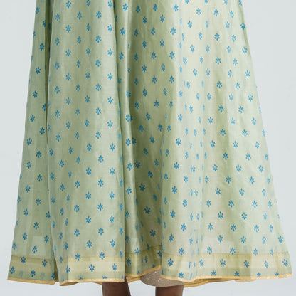 Women's Half Silk Ethnic Gown