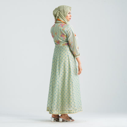 Women's Half Silk Ethnic Gown