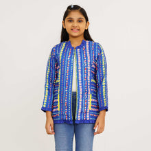 Load image into Gallery viewer, Girls Blue Ethnic Jacket
