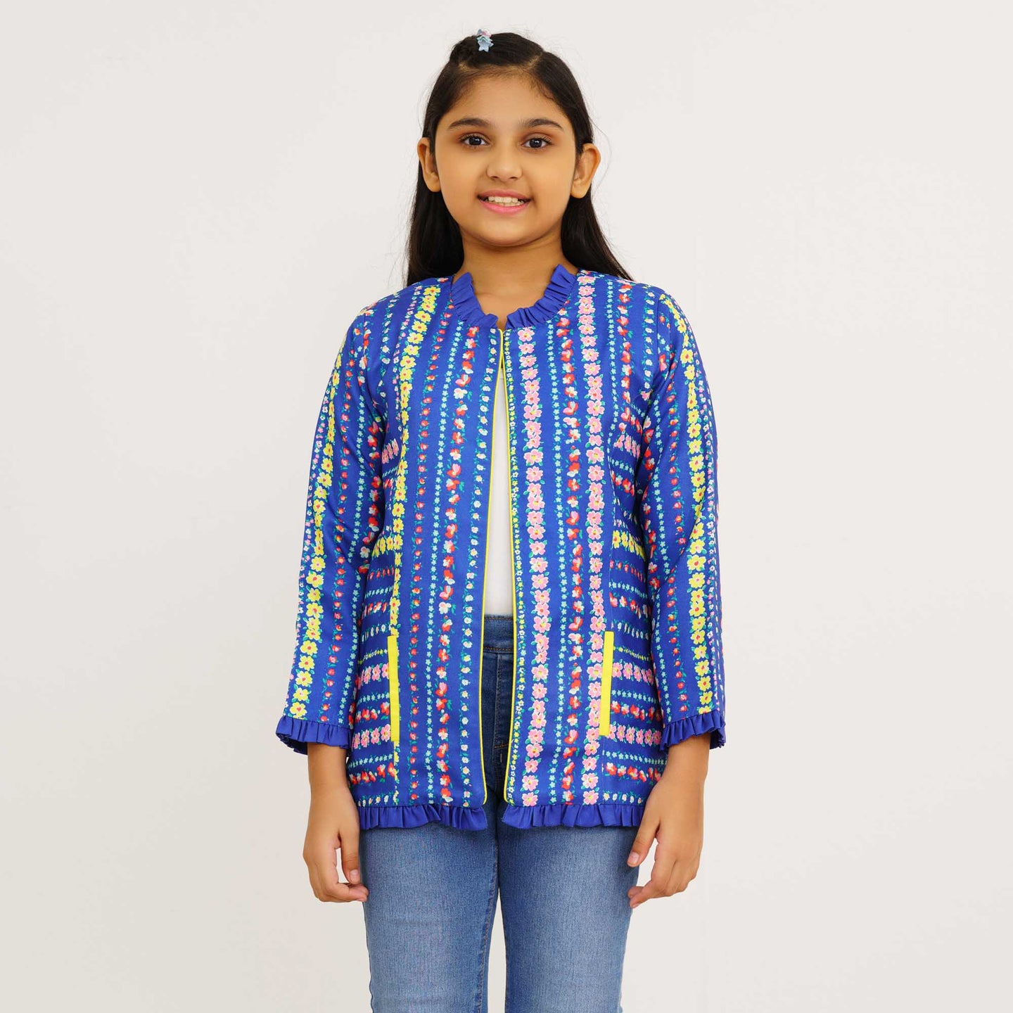 Girls Blue Ethnic Jacket