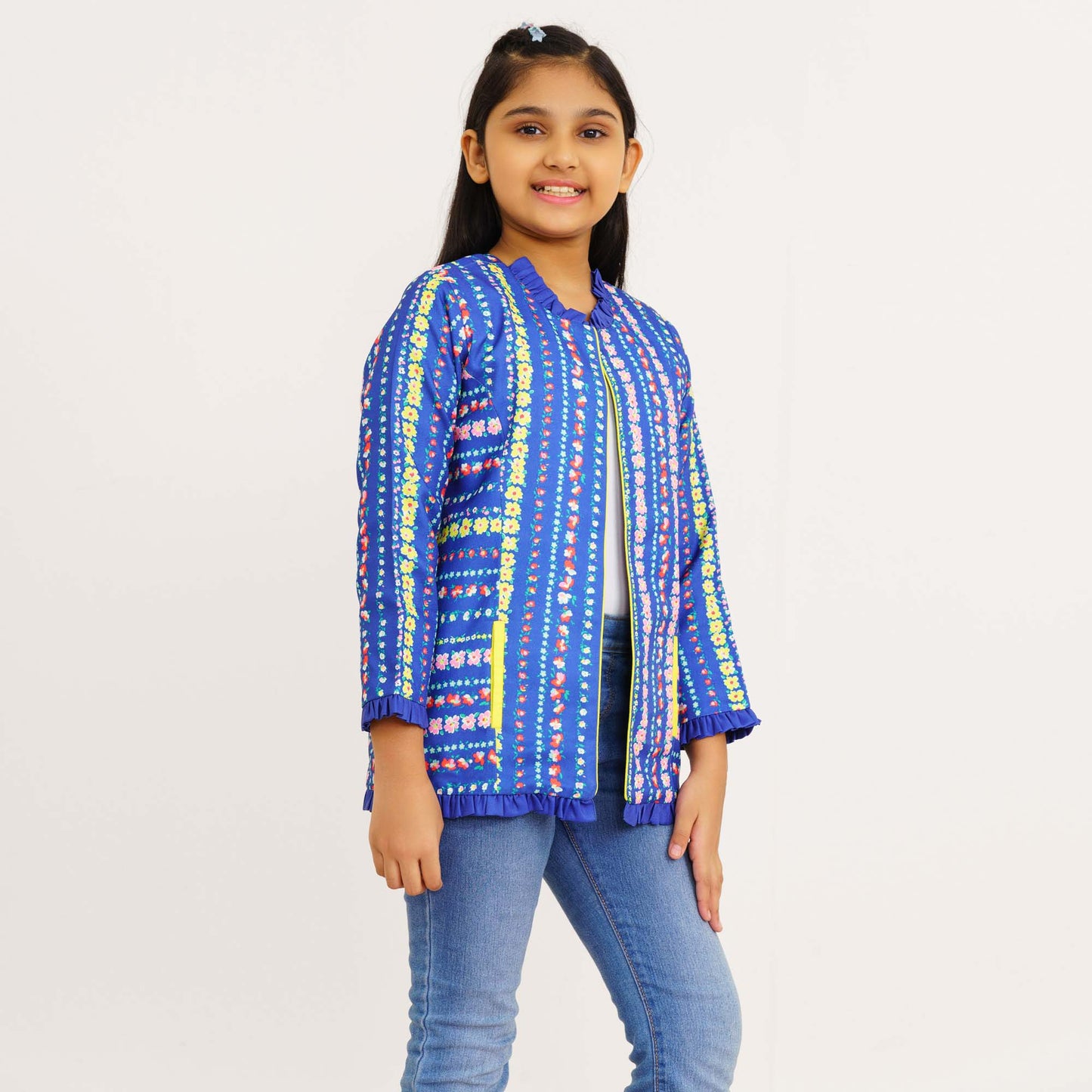 Girls Blue Ethnic Jacket