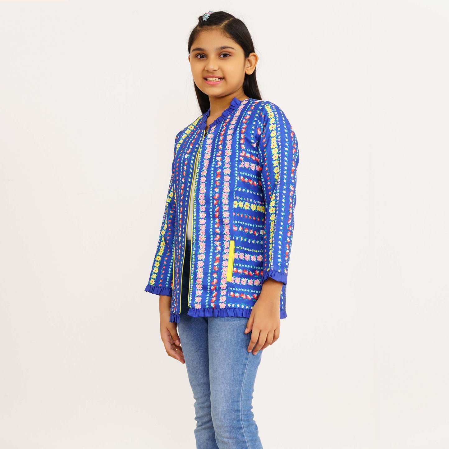 Girls Blue Ethnic Jacket