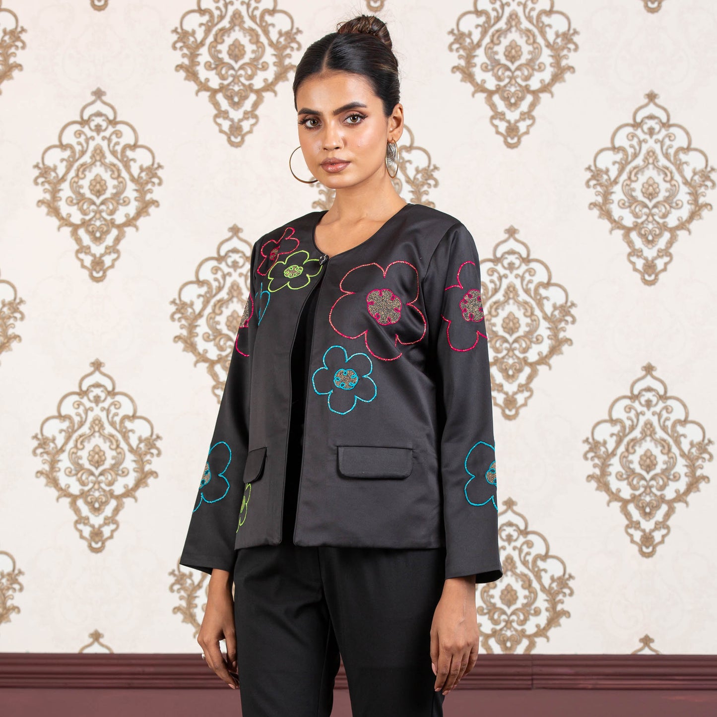 Womens Ethnic Jacket- Black