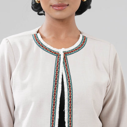 Women Beige Ethnic Jacket